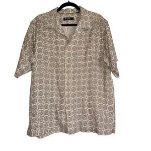 Cremieux Collection Sz L 100% Linen Button Down‎ Shirt Preppy Resortwear